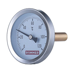 Термометр Rommer биметаллический с погружной гильзой (50 мм), 63 мм, 0...120, 1/2
