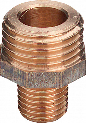 Ниппель Viega переход R 1/8 x G 1/4, плоское уплотнение, бронза, модель 3247 наружная резьба