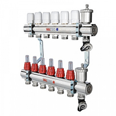 Коллекторная группа VALTEC со встр. расх. в сборе, 1х8 вых. Евроконус 3/4