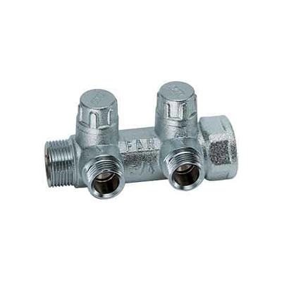 Запорный коллектор FAR 1 (ВР-НР) с 2 отводами 1/2 НР(EU)