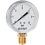 Манометр Stout радиальный, Dn 80 мм 1/2 , 0...6 бар, кл.2.5