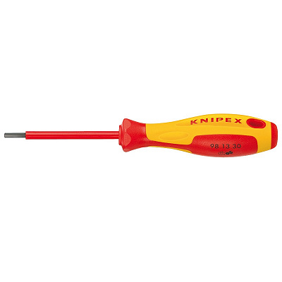Отвертка KNIPEX VDE для винтов с профилем внутренний шестигранник , HEX 2 мм, длина стержня 75 мм, 175 мм, 2-компонентная рукоятка, диэлектрическая