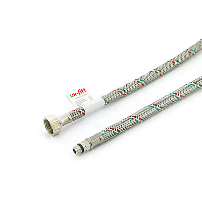 Гибкая подводка UNI-FITT для смесителя М10х1 - 1/2, 60 см, DN 8, оплётка из нержавеющей стали