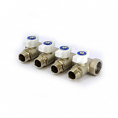Коллектор UNI-FITT 420N НВ 3/4 4 х 1/2 Н 40 мм с кранами никелированный