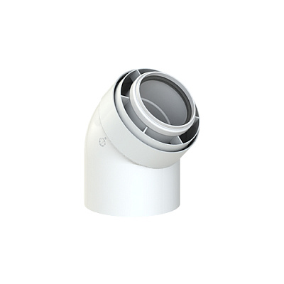 Отвод коаксиальный Cox Geelen 45 D=60/100 мм, CoxDENS PP/Alu + CONNEXT X7