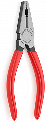 Плоскогубцы KNIPEX комбинированные, рез: проволока средней твёрдости d 3.1 мм, твёрдая проволока d 2 мм, кабель d 10 мм (16 кв. мм), 160 мм, чёрные, 1К ручки