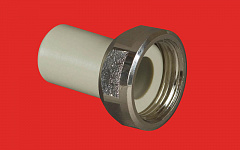 Муфта полипропиленовая FV-Plast 20х3/4 с накидной гайкой, цельный PPR корпус, 225021