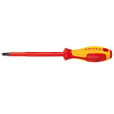 Отвертка KNIPEX крестовая PH1 VDE, длина лезвия 80 мм, 187 мм, диэлектрическая, 2-компонентная рукоятка