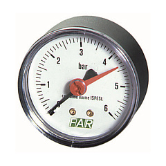 Манометр FAR 1/4 (торцевое соединение) , 0-10 бар, - 20-80 C, O 63 мм