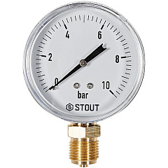 Манометр Stout радиальный, Dn 80 мм 1/2 , 0...10 бар, кл.2.5