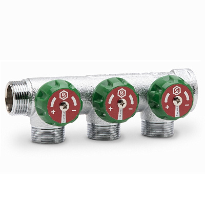 Коллектор регулирующий Stout хромированный 1x3/4ЕК, 3 выхода (SMB-6850-013403)