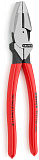 Lineman s Pliers Плоскогубцы KNIPEX электромонтажные, рез проволоки: средняя d 4.6 мм, твёрдая d 3 мм, L-240 мм, чёрные, 2К ручки