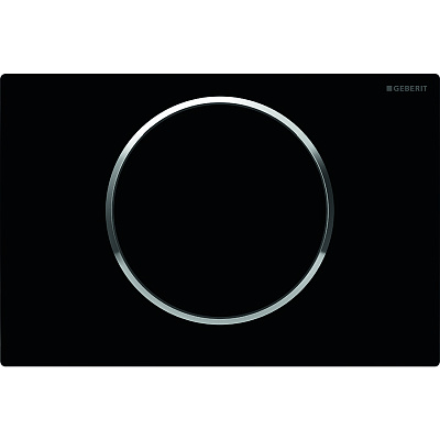Кнопка смыва Geberit Sigma 10 одинарный смыв, олеофобная, чёрный мат./хром глянц. 115.758.14.5