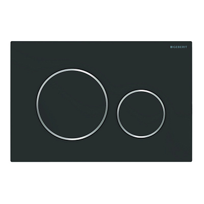 Кнопка смыва Geberit Sigma 20 двойной смыв, олеофобная, чёрный мат./хром глянц. 115.882.14.1
