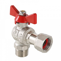 Кран шаровой VALTEC угловой с накидной гайкой и наружной резьбой 1/2 х 1/2