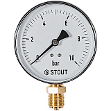 Манометр Stout радиальный, Dn 100 мм 1/2 , 0...10 бар, кл.2.5