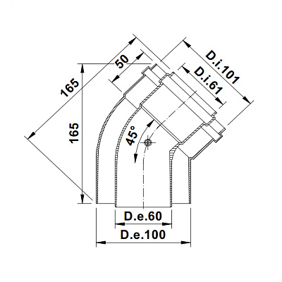 Угол коаксиальный Termica 45 d=60/100мм COU645