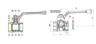 Кран шаровой RB (Rubinetterie Bresciane) UNI-SFER 1500 1/2 ВВ рычаг