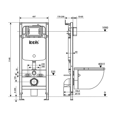 Комплект IDDIS 2 в 1: инсталляция и клавиша смыва, Optima Home, хром