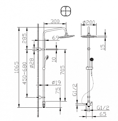 Душевая колонна без смесителя Bravat Fit R D283CP-2-RUS