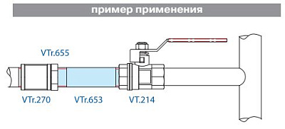 Сгон VALTEC неразъемный 1/2 х 80 мм наружная резьба, никелированная латунь