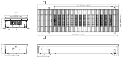 Внутрипольный конвектор с естественной конвекцией Eva KC.100.258.1000