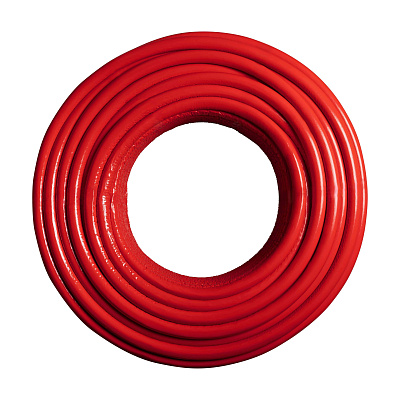 Труба из сшитого полиэтилена (PE-Xa) Usystems Radi Pipe PN10 20x2,8 в теплоизоляции 6 мм красной, бухта 50 м