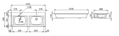 Раковина мебельная двойная AM.PM Spirit 2.0 M70AWCD1202WG 120 см, керамическая