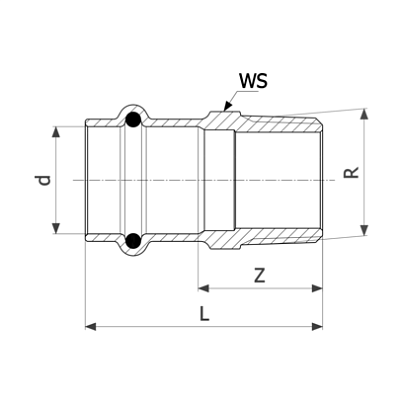 Соединительный элемент медный Viega Sanpress с SC-Contur d=42 (арт. 115 340)