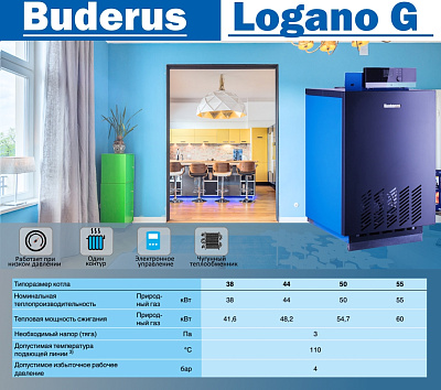 Напольный газовый котел отопления, атмосферный Buderus Logano G 234 WS 44 RU TOP
