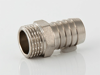 Штуцер для шланга VALTEC 1/2 х 12 мм VTr,650,N,0412 наружная резьба, никелированная латунь